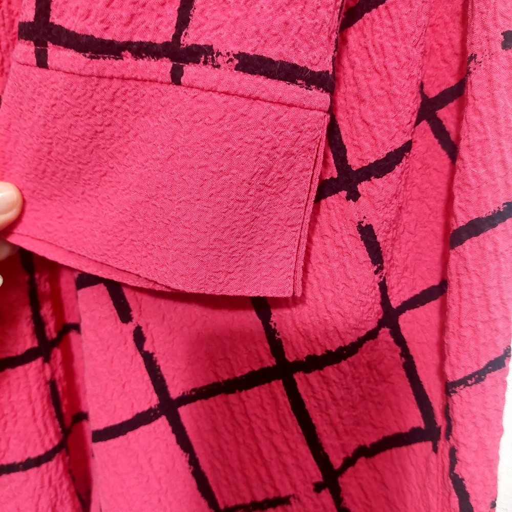 Ali Miles Womens Small Button Front Tunic Crinkle Lagenlook Structured Collar - Picture 3 of 9
